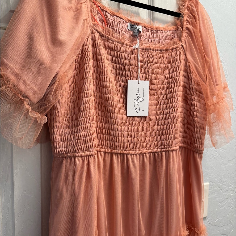 Stunning Polygram Peach Ruffled Dress - Picture 8 of 8